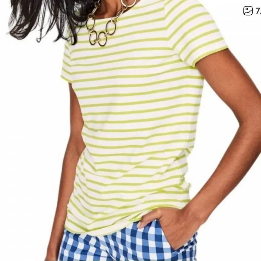 Boden Ivory Citrus Short Sleeve Breton Stripe Cotton Top Women’s 16